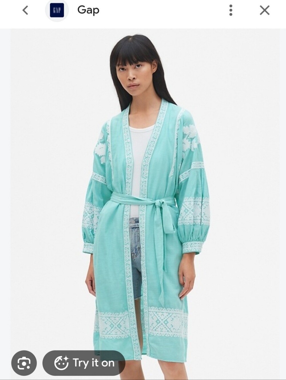 Gap Women's Mint Embroidered Robe
